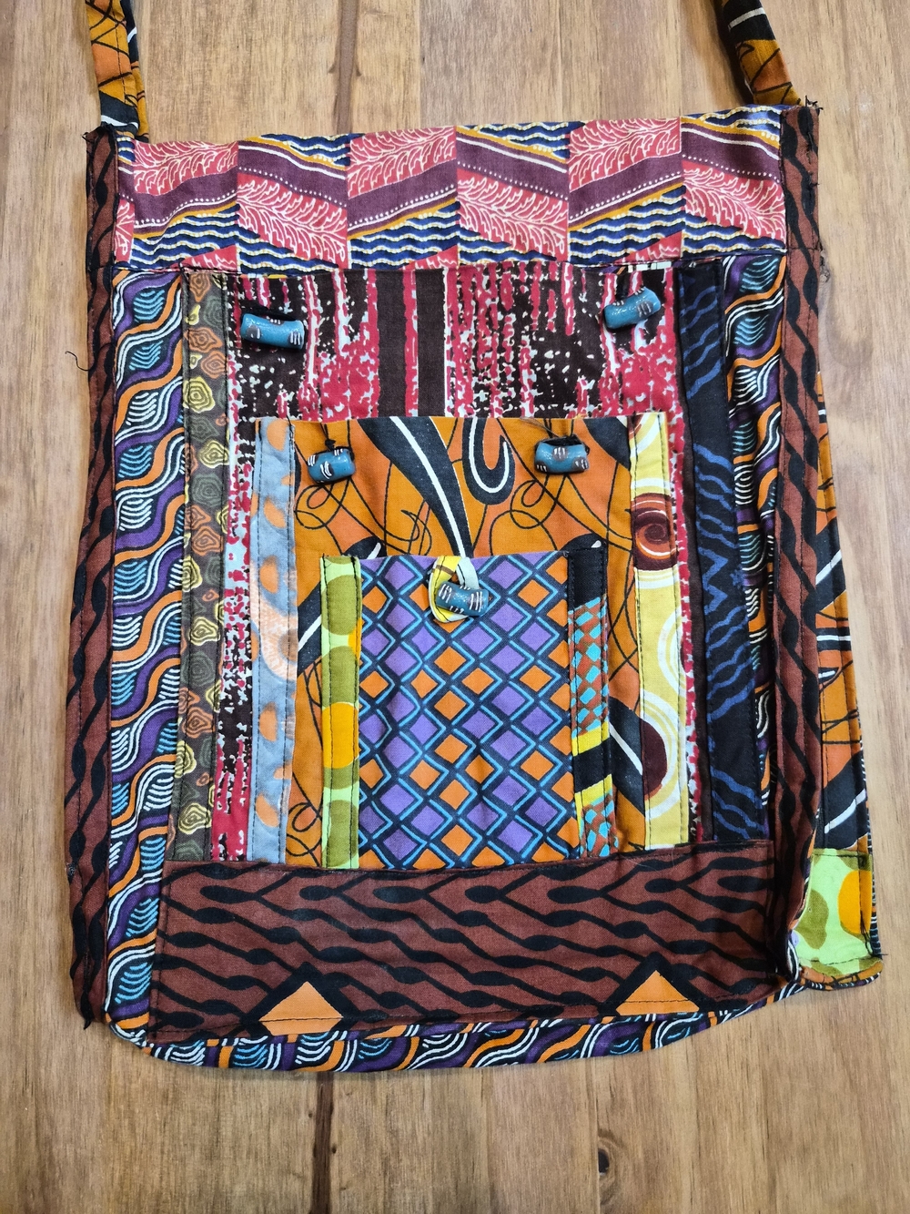 Global Mamas Patchwork Multicolor Boho Purse - Vibrant Orange & Purple